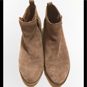 Lucky Brand Leather Ankle Boots Low Heel Tan Color